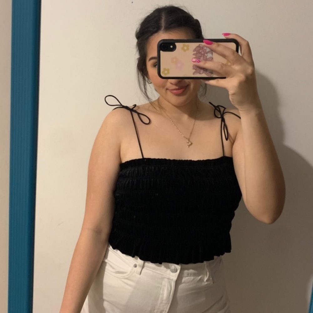 American Eagle black velvet tank top
